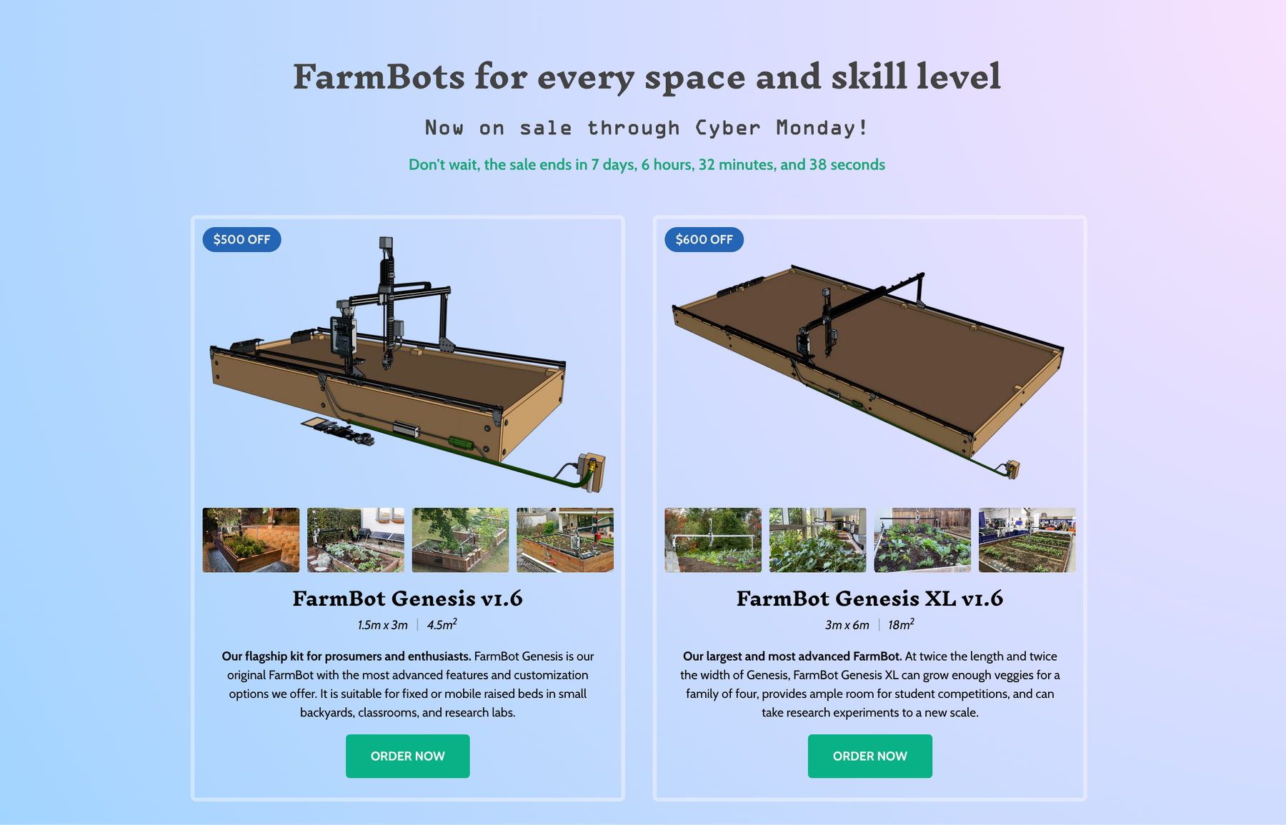 All FarmBot kits: on sale through Cyber Monday!