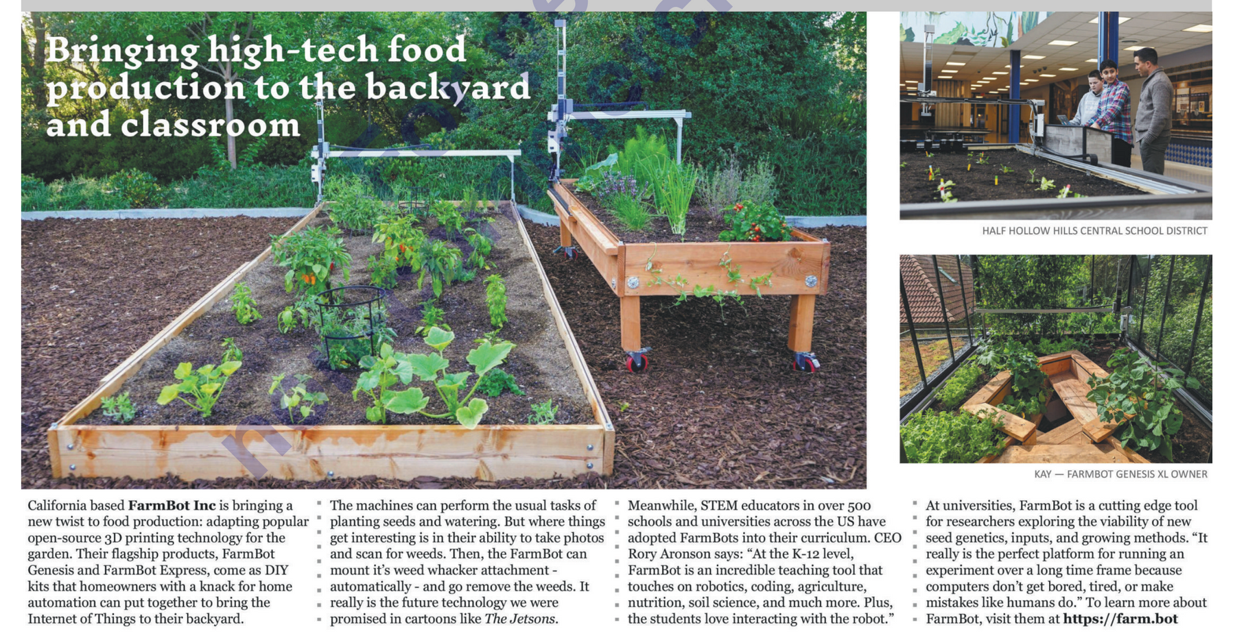 FarmBot Featured in USA Today Department of Agriculture Special Edition